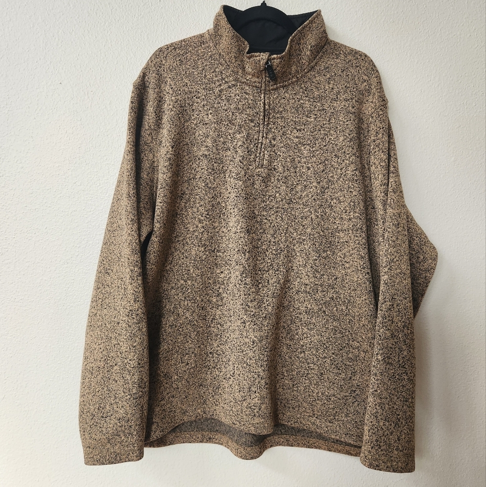 Wrangler Authentics Men's Marled Knit Pullover 1/4 Zip Sweater Sweatshirt in Tan
